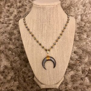 Silver Horned Crescent Necklace
